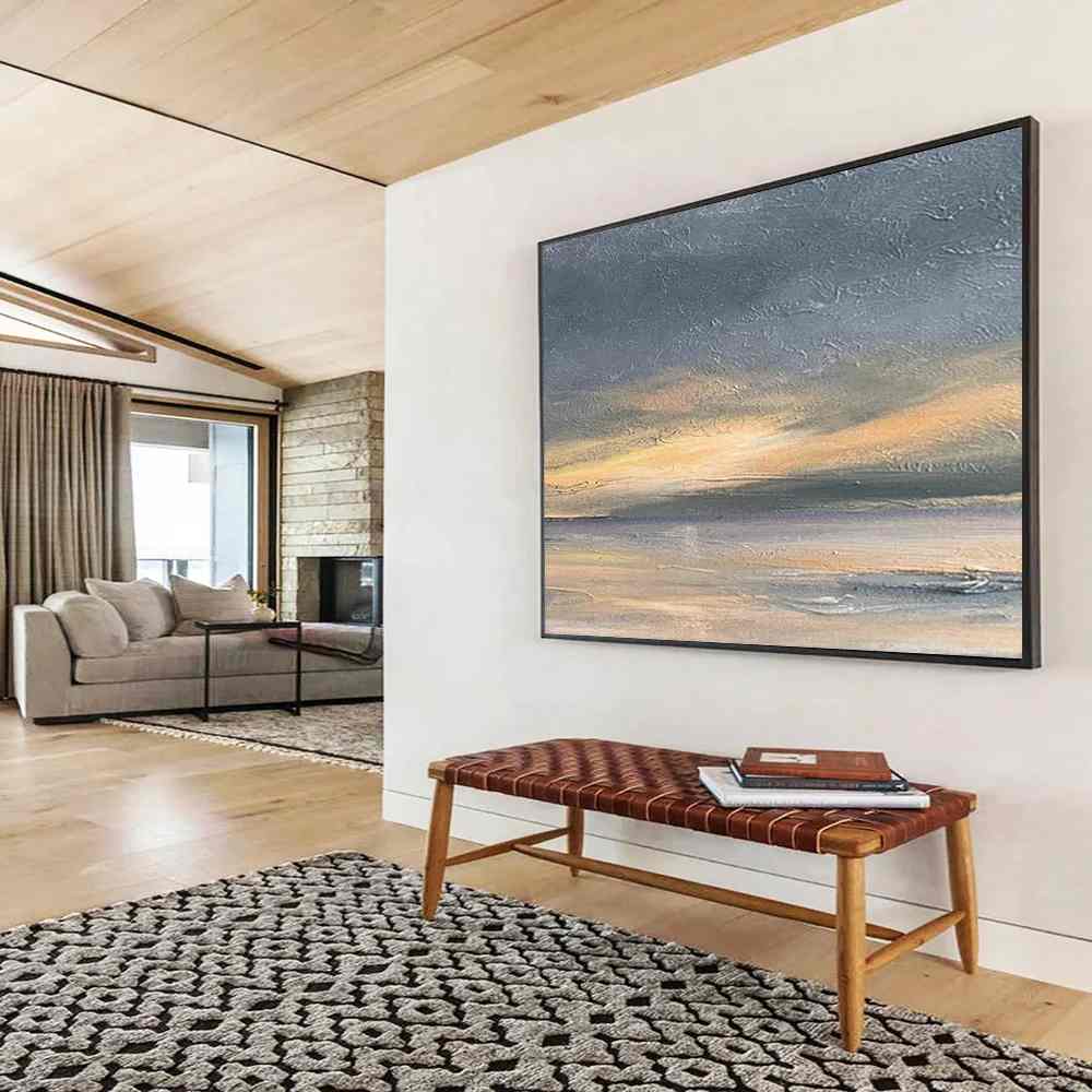 Acrylic Original Painting Shore Subtle Abstract Artwork O9GBS